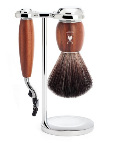 Muhle "VIVO" Mach 3 Shaving Set Plum Wood - Pruimenhout