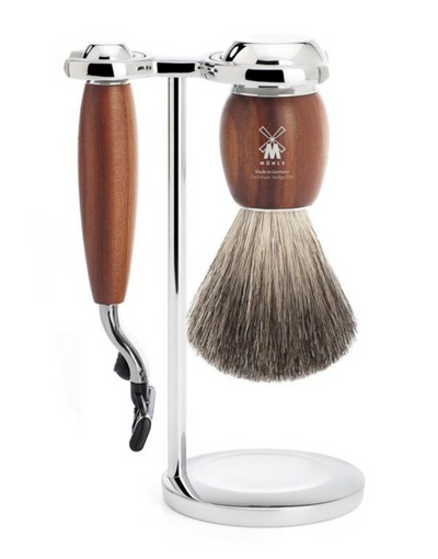 Muhle "VIVO" Mach 3 Shaving Set Plum Wood - Pruimenhout