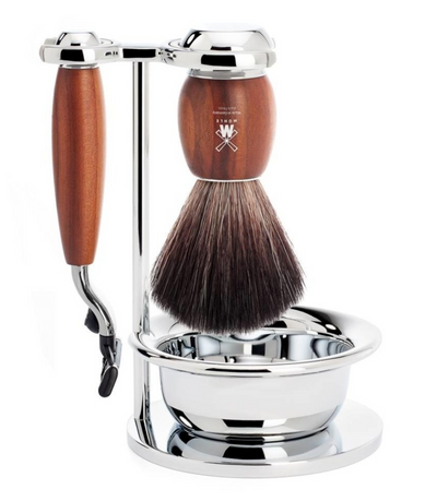 Muhle "VIVO" Mach 3 Shaving Set Plum Wood - Pruimenhout