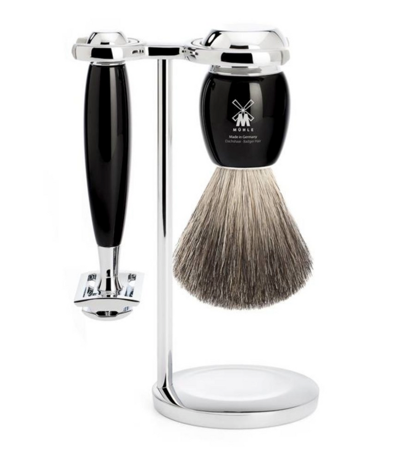 Muhle "VIVO" DE Razor Shaving Set - Black Resin