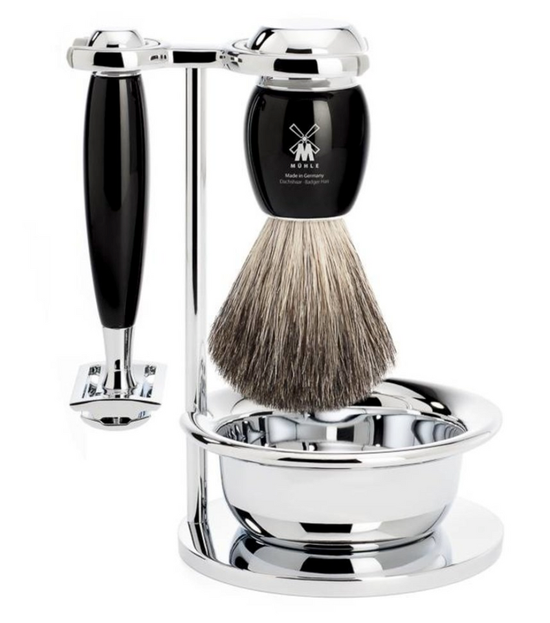 Muhle "VIVO" DE Razor Shaving Set - Black Resin