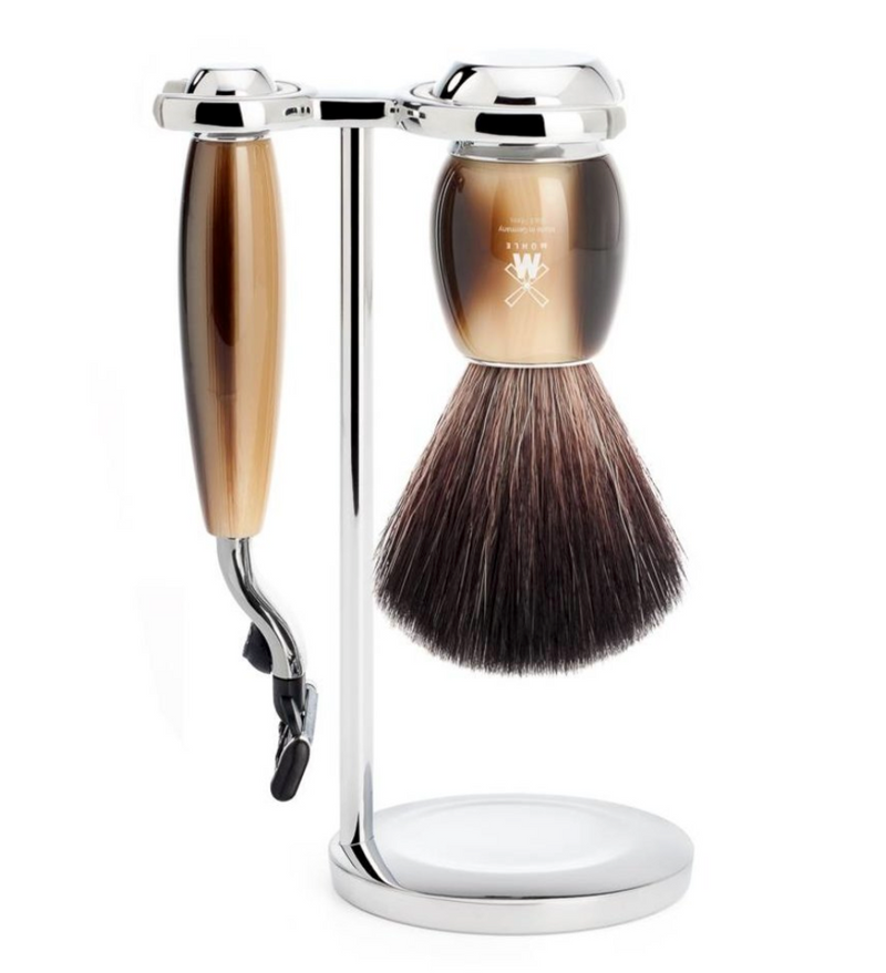 Muhle "VIVO" Mach 3 Shaving Set - Imitatie hoorn