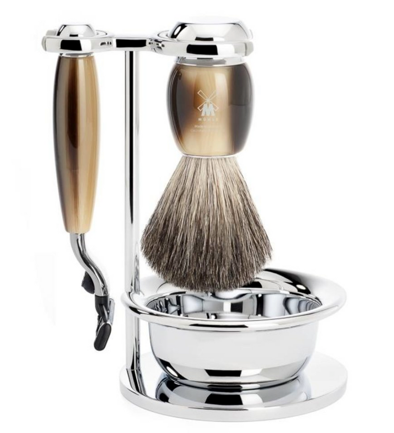 Muhle "VIVO" Mach 3 Shaving Set - Imitatie hoorn