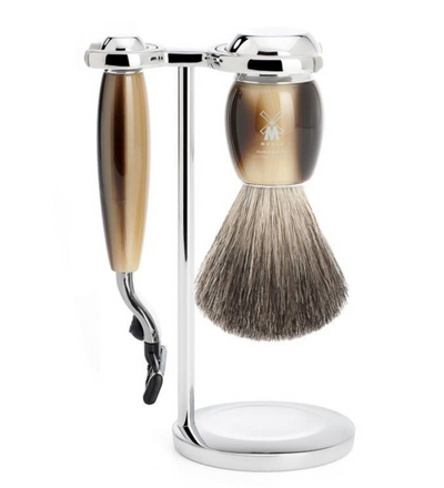 Muhle "VIVO" Mach 3 Shaving Set - Imitatie hoorn