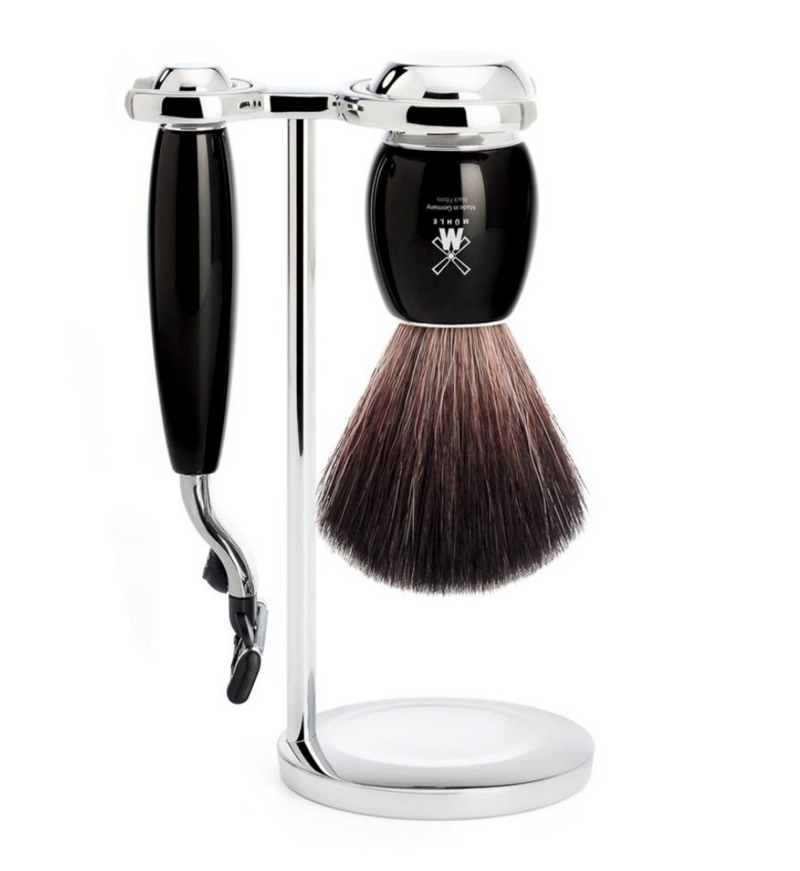 Muhle "VIVO" Mach 3 Shaving Set - Black Resin