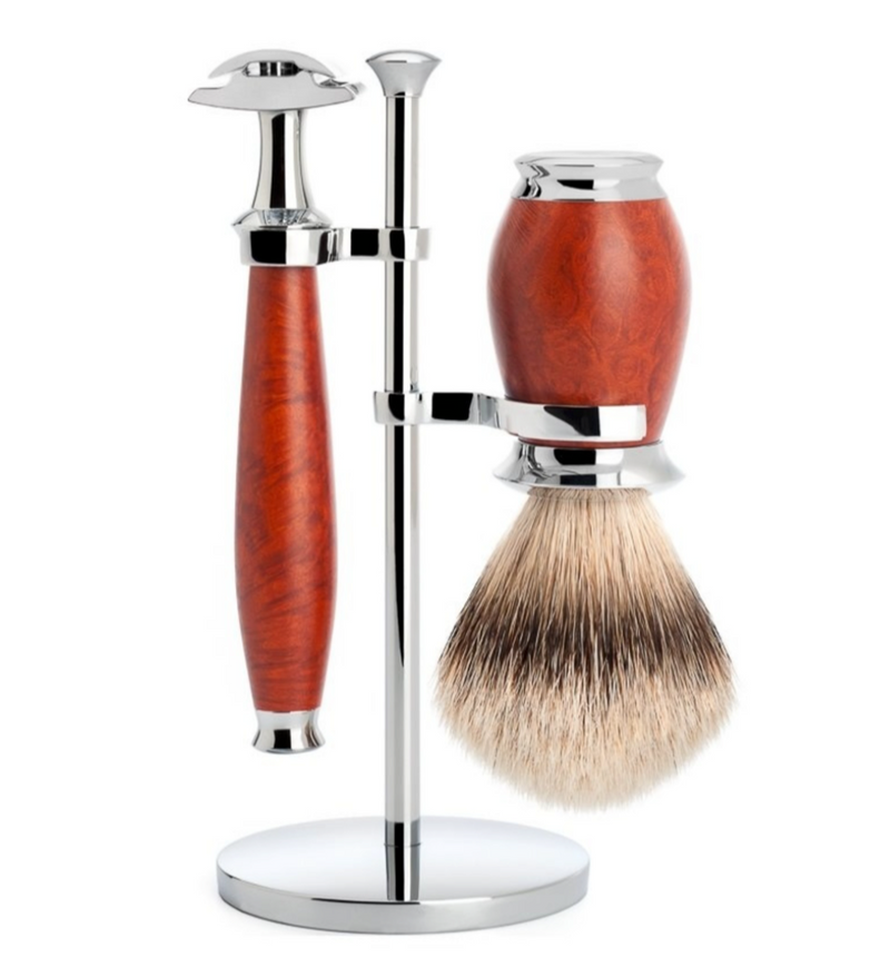 Muhle "PURIST" 3-Delige DE Razor & Brush Set - Briar Hout