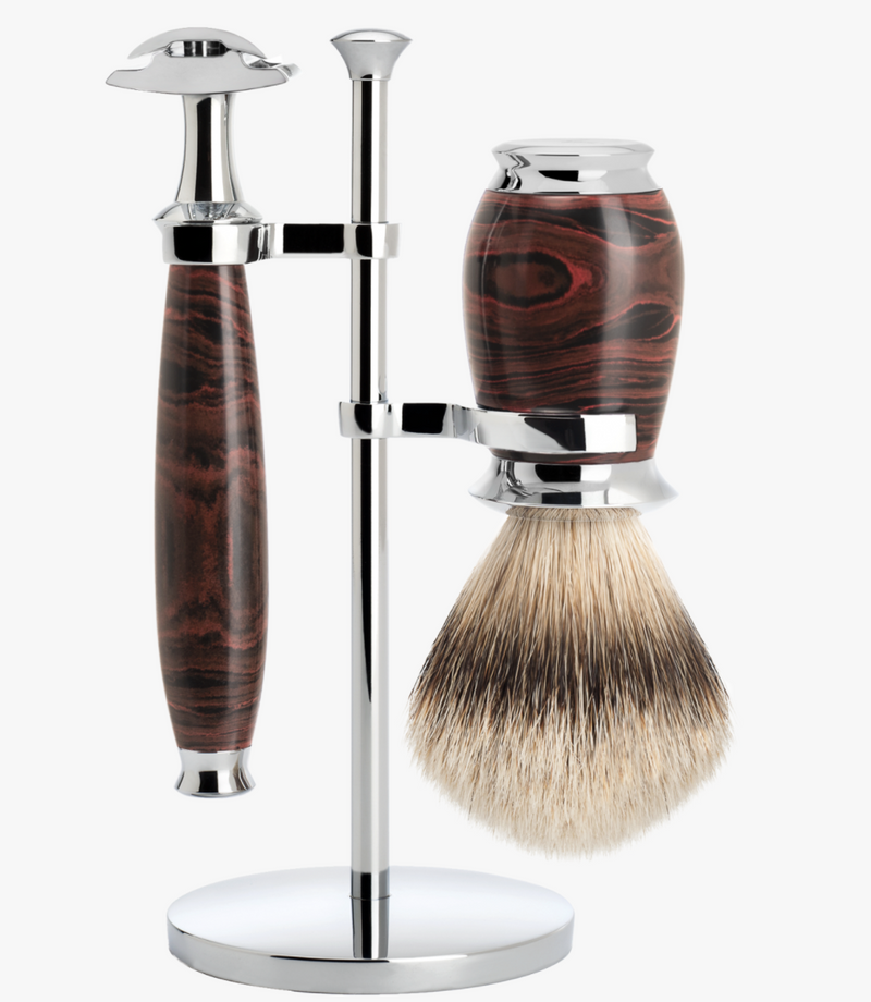 Muhle "PURIST" 3-Delige DE Razor & Brush Set - Ebonite