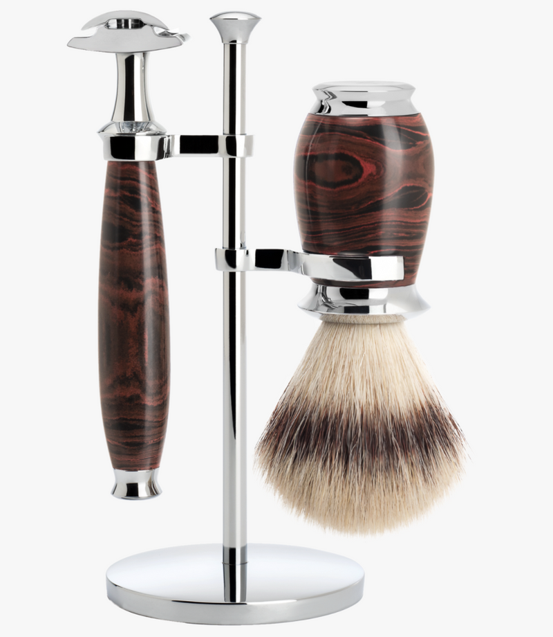 Muhle "PURIST" 3-Delige DE Razor & Brush Set - Ebonite