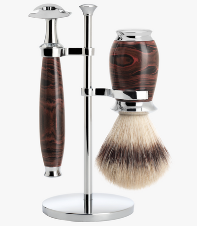 Muhle "PURIST" 3-Delige DE Razor & Brush Set - Ebonite