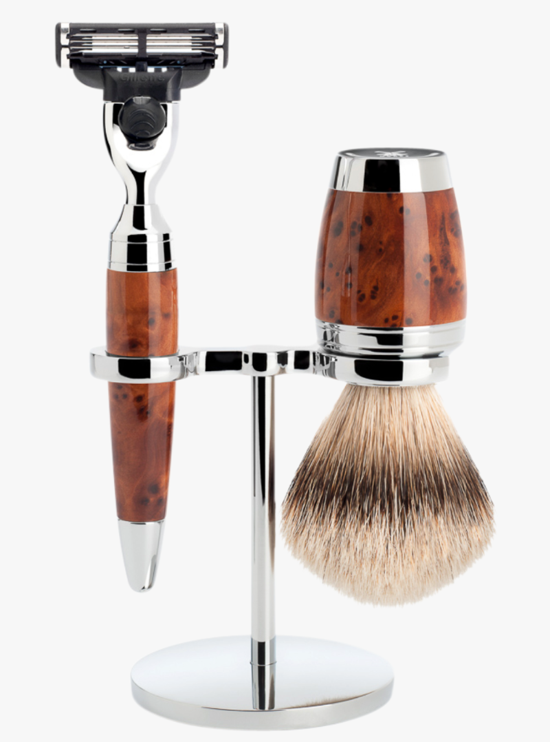 Muhle "STYLO" Mach 3 Shaving Set - Thuja Wood