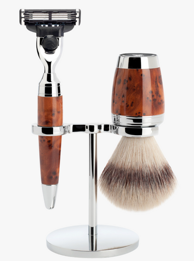 Muhle "STYLO" Mach 3 Shaving Set - Thuja Wood