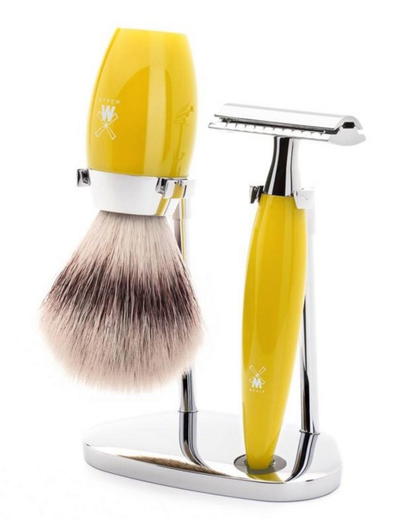 Muhle "KOSMO" 3-Delige DE Razor & Brush Set - Citrin Resin