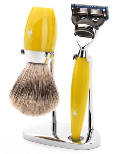 Muhle "KOSMO" 3-Delige Fusion Razor & Brush Set - Citrin Resin