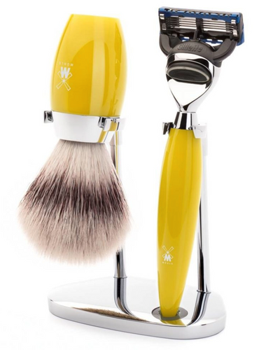 Muhle "KOSMO" 3-Delige Fusion Razor & Brush Set - Citrin Resin