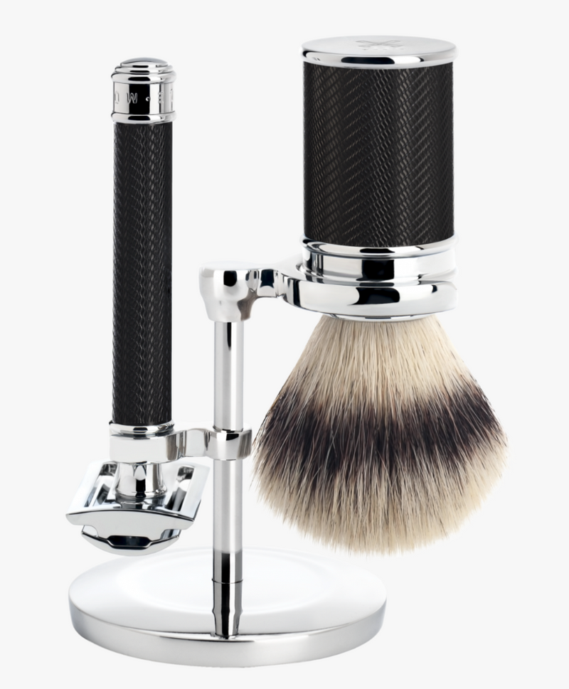 Muhle "TRADITIONAL" 3-Delige DE Razor & Brush Set - Black Metal