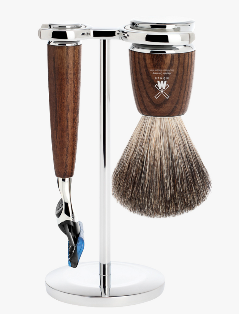 Muhle "RYTMO" Fusion Razor & Brush Set - Essenhout