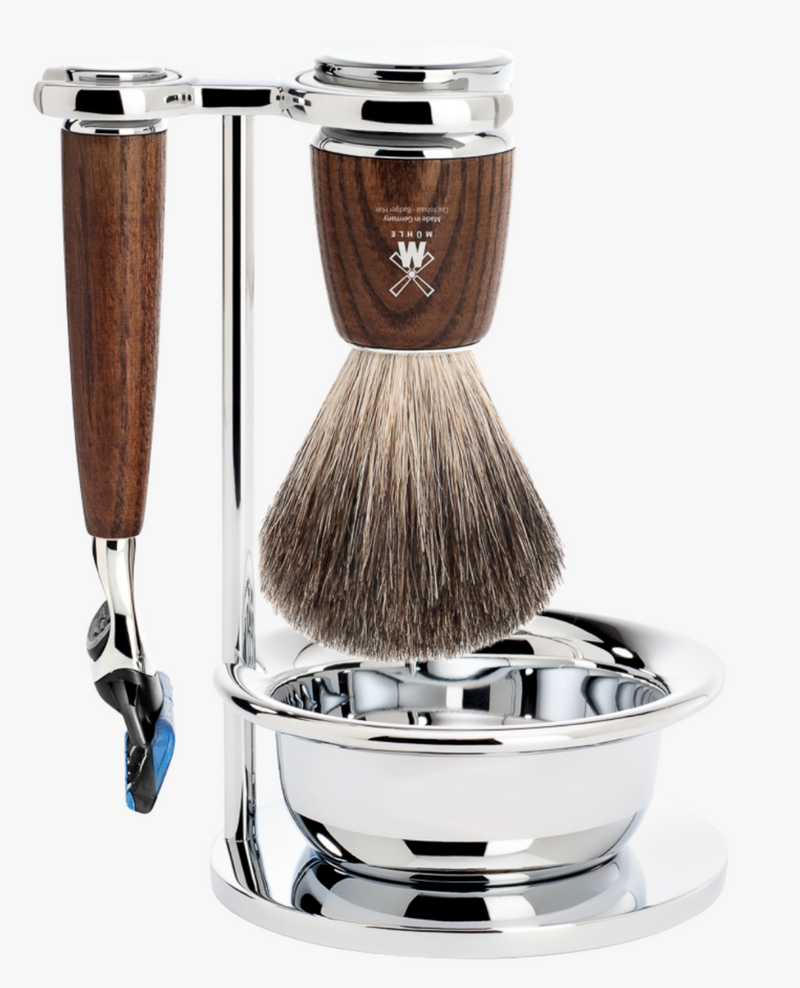 Muhle "RYTMO" Fusion Razor & Brush Set - Essenhout