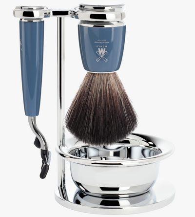 Muhle "RYTMO" Mach 3 Razor & Brush Set - Blue