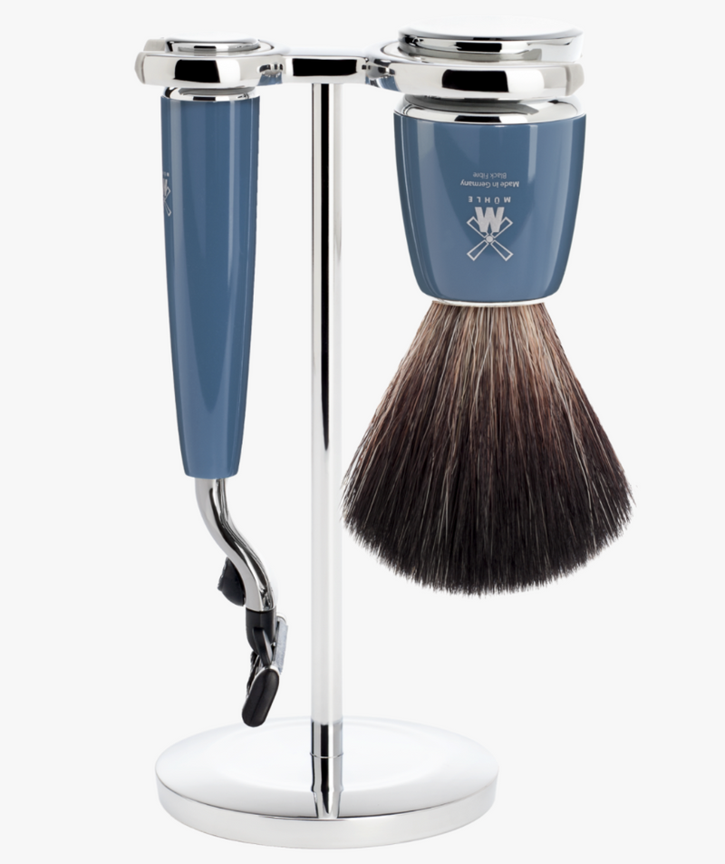 Muhle "RYTMO" Mach 3 Razor & Brush Set - Blue