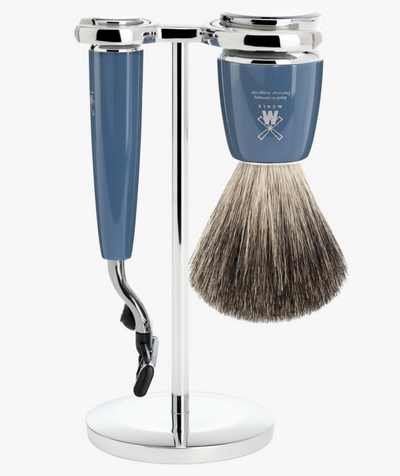 Muhle "RYTMO" Mach 3 Razor & Brush Set - Blue