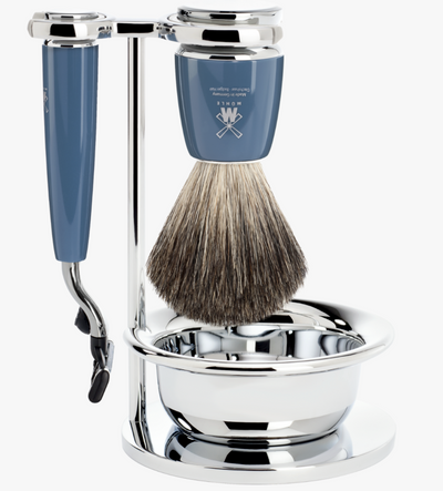 Muhle "RYTMO" Mach 3 Razor & Brush Set - Blue