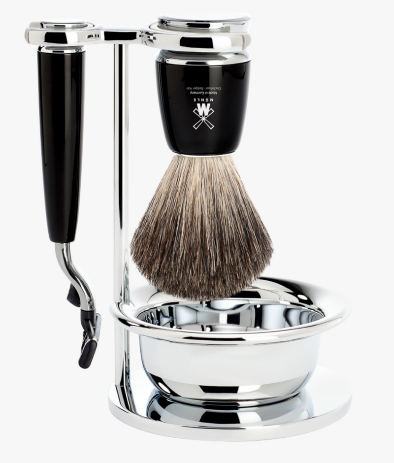 Muhle "RYTMO" Mach 3 Razor & Brush Set - Black