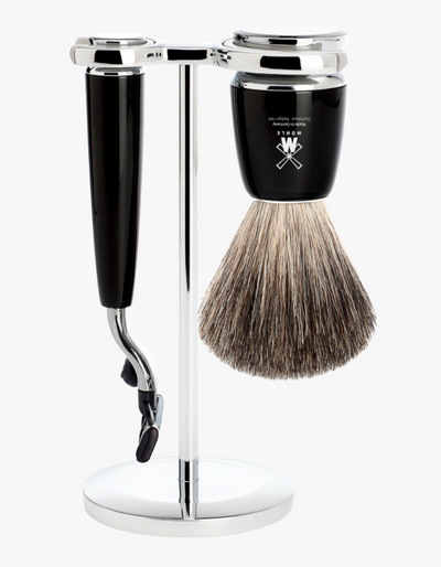 Muhle "RYTMO" Mach 3 Razor & Brush Set - Black