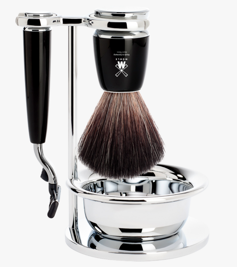 Muhle "RYTMO" Mach 3 Razor & Brush Set - Black