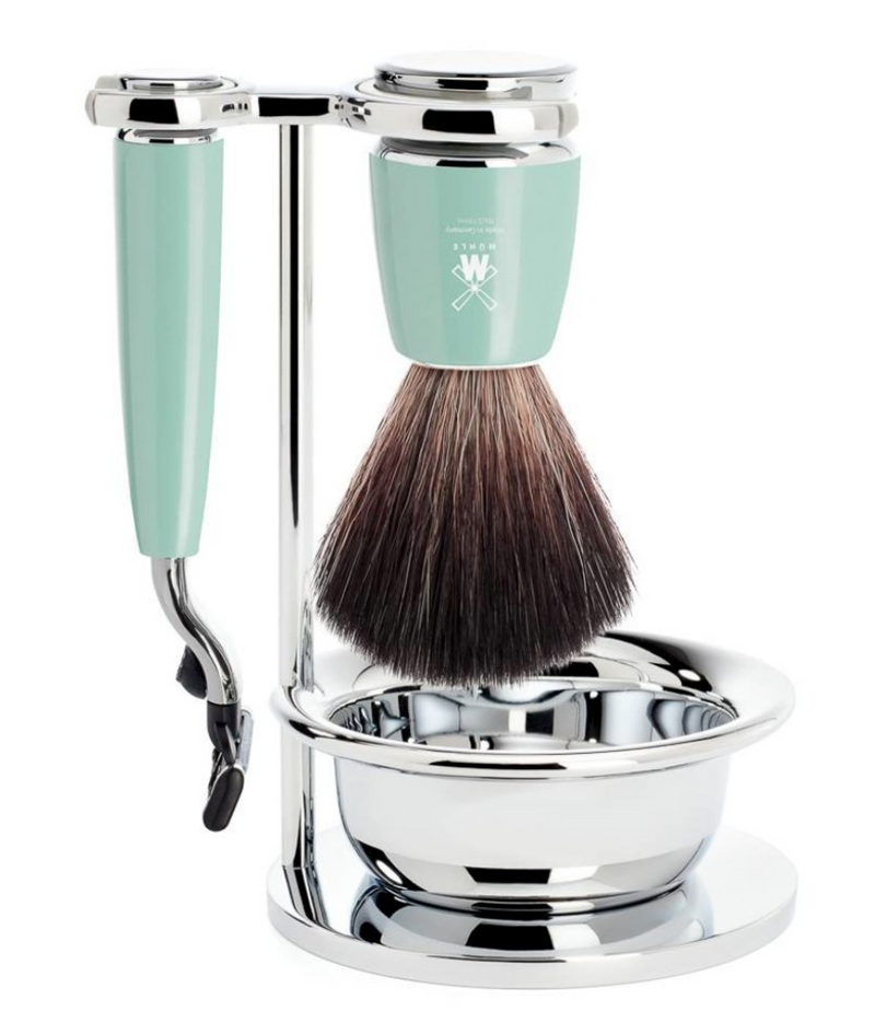 Muhle "RYTMO" Mach 3 Razor & Brush Set - Light Green