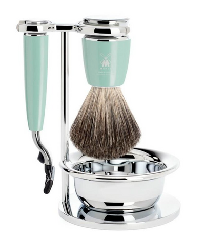 Muhle "RYTMO" Mach 3 Razor & Brush Set - Light Green