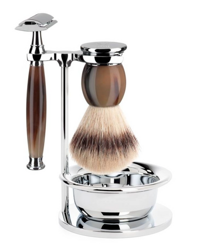 Muhle "SOPHIST" DE Safety Razor & Brush Set - Buffelhoorn