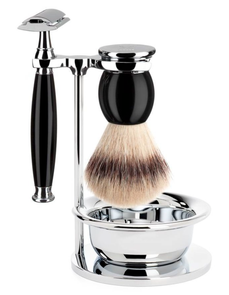 Muhle "SOPHIST" DE Safety Razor & Brush Set - Black Resin