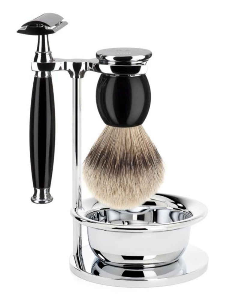 Muhle "SOPHIST" DE Safety Razor & Brush Set - Black Resin