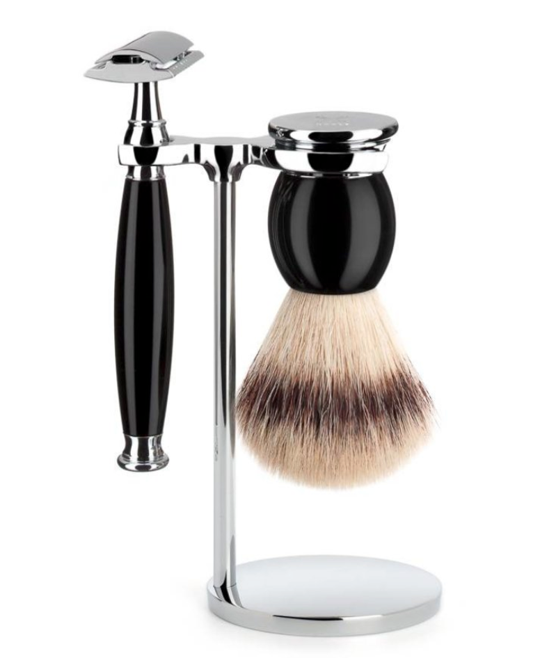 Muhle "SOPHIST" DE Safety Razor & Brush Set - Black Resin