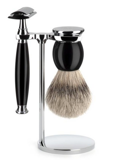 Muhle "SOPHIST" DE Safety Razor & Brush Set - Black Resin