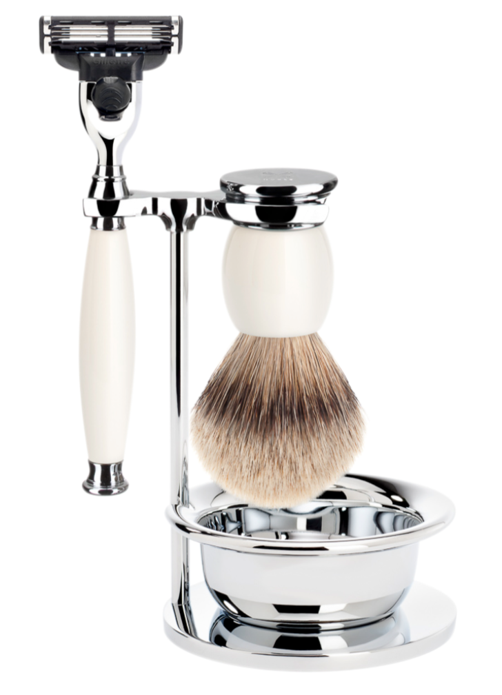 Muhle "SOPHIST" 3-Delige Mach 3 Razor & Brush Set - Porcelain