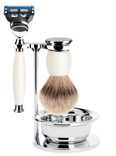 Muhle "SOPHIST" 3-Delige Fusion Razor & Brush Set - Porcelain