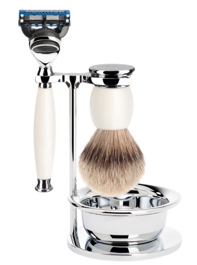 Muhle "SOPHIST" 3-Delige Fusion Razor & Brush Set - Porcelain