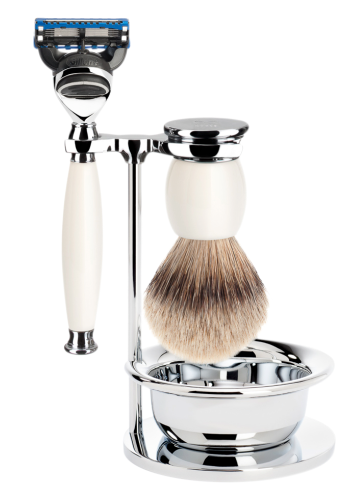 Muhle "SOPHIST" 3-Delige Fusion Razor & Brush Set - Porcelain