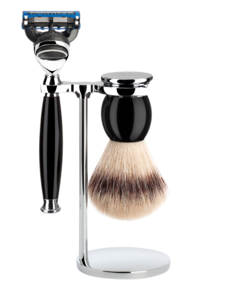 Muhle "SOPHIST" Fusion Razor & Brush Set - Black Resin