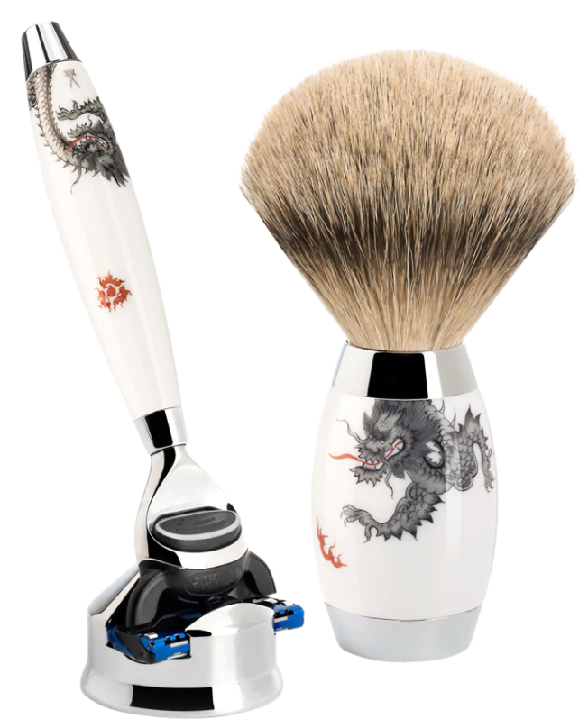 Muhle "EDITION" Fusion Razor & Brush Set - Meissen Porcelain