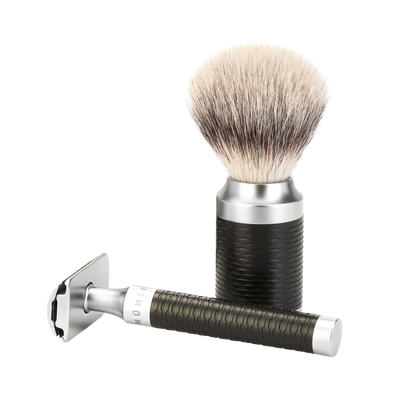 Muhle "ROCCA" Black Brush Silvertip - Black RVS (M)