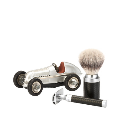 Muhle "ROCCA" 3-Delige DE Razor & Brush Set - Black RVS