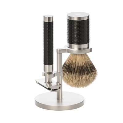 Muhle "ROCCA" Black Brush Silvertip - Black RVS (M)