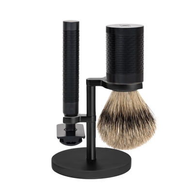 Muhle "ROCCA" JET Brush Silvertip - JET RVS (M)