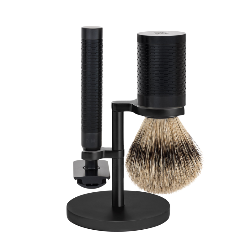 Muhle "ROCCA" JET Brush Silvertip - JET RVS (M)