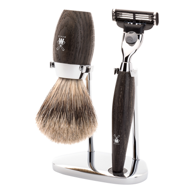 Muhle "KOSMO" 3-Delige Mach 3 Razor & Brush Set - Moeras Eik