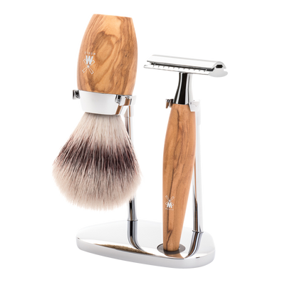 Muhle "KOSMO" 3-Delige DE Razor & Brush Set - Olive Wood