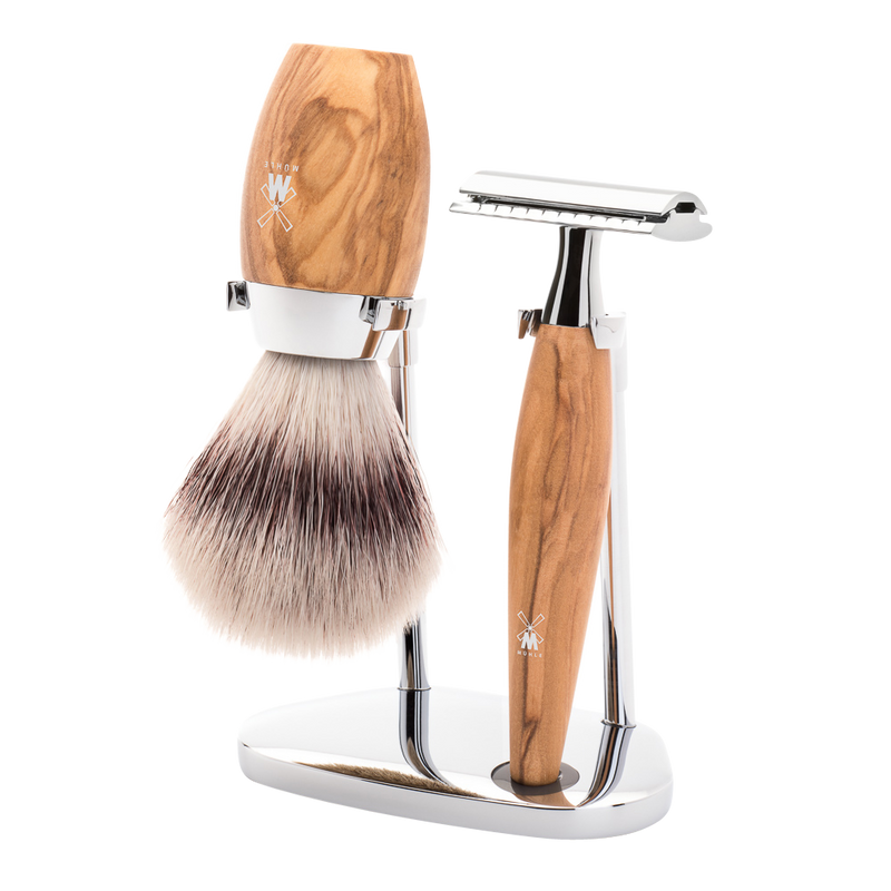 Muhle "KOSMO" 3-Delige DE Razor & Brush Set - Olive Wood