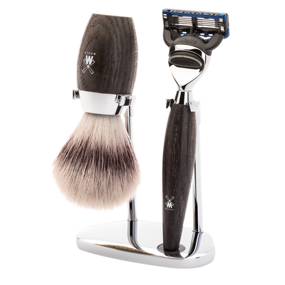 Muhle "KOSMO" 3-Delige Fusion Razor & Brush Set - Moeras Eik